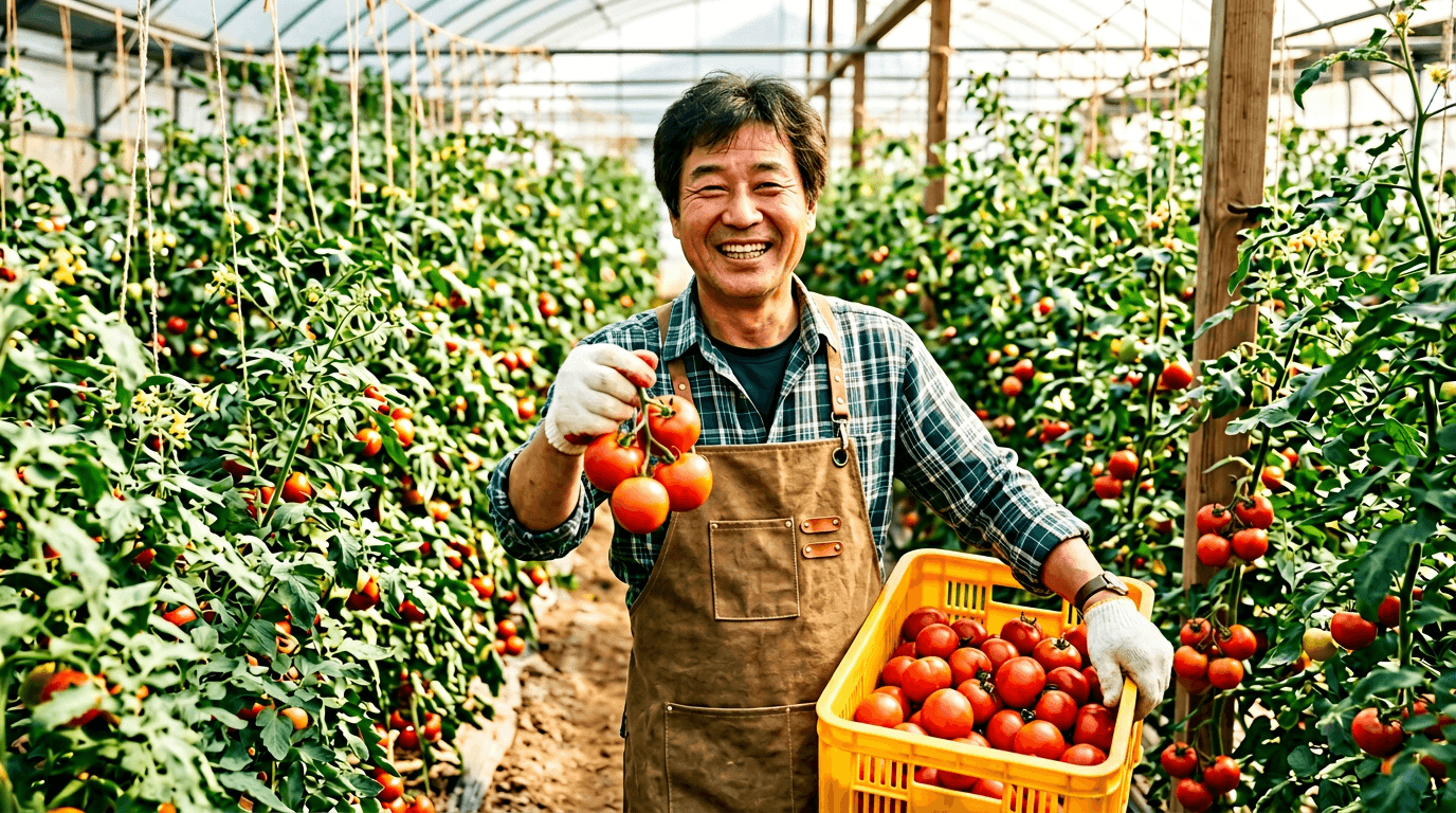 外国人実習生が笑顔で働いている様子